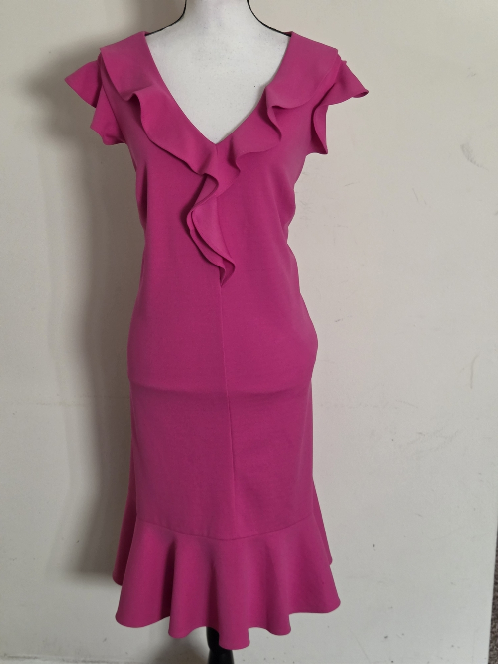 Lane Bryant Women's Ruffle V-Neck Midi Dress in Hot Pink SZ20+*